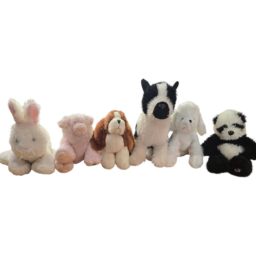 Y2k Webkinz Ganz Plush Lot of 6 Dogs Pig Panda Bunny